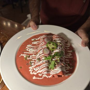 Villa Azteca signature dishes Lobster EnchiladasFish TacosChile Relleno